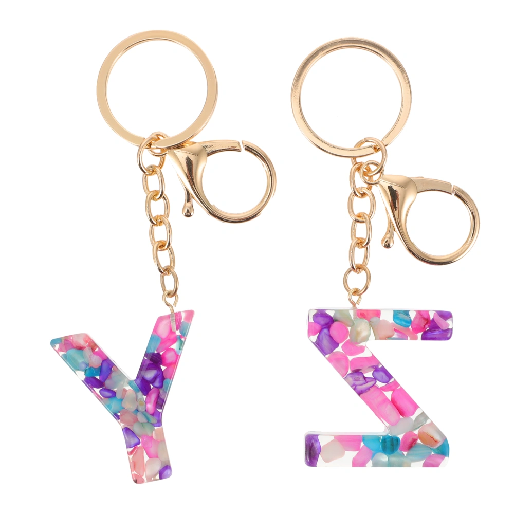 2pcs Adorable Letter Key Chains Creative Key Ring Pendants Bag Decorations