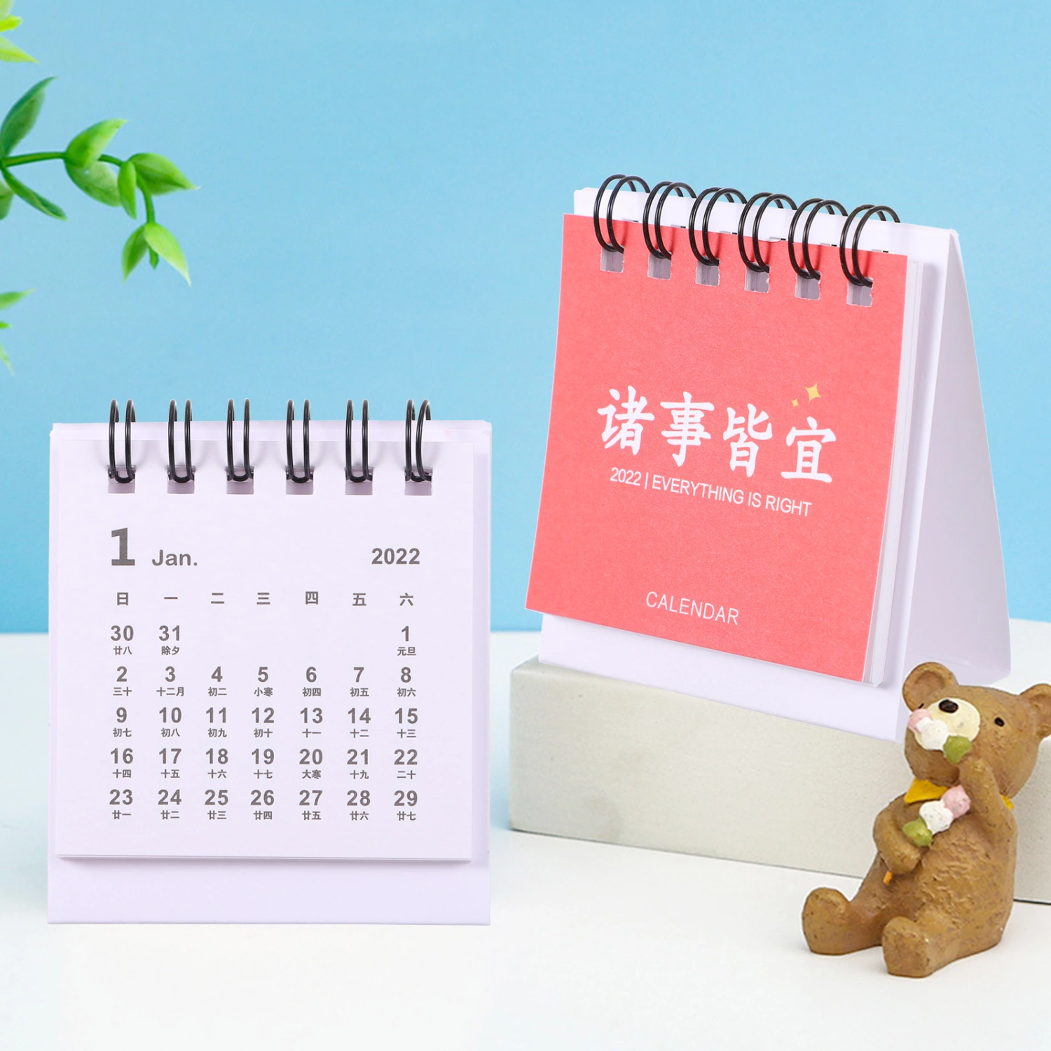 5pcs 2022 Tabletop Mini Calendar Adorable Small Calendar Office Note Calendar