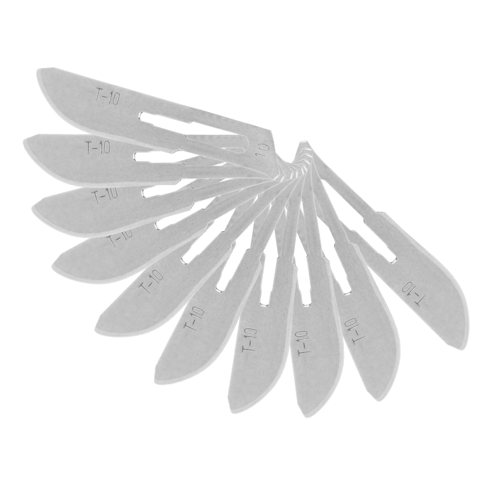 10 PCS Multifunctional Stainless Steel Blades Scalpel Surgical Scalpel Blades - Size 10 (Silver)