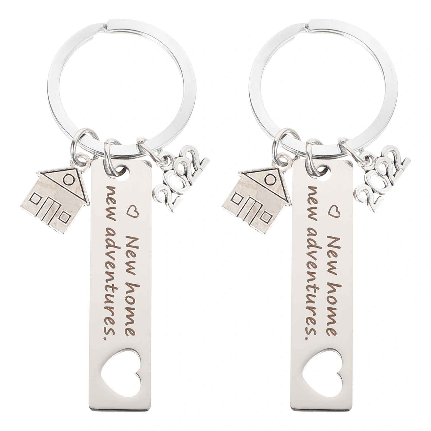 2pcs Key Chain Gifts Stainless Steel Key Rings Mobile Phone Bag Backpack Decors
