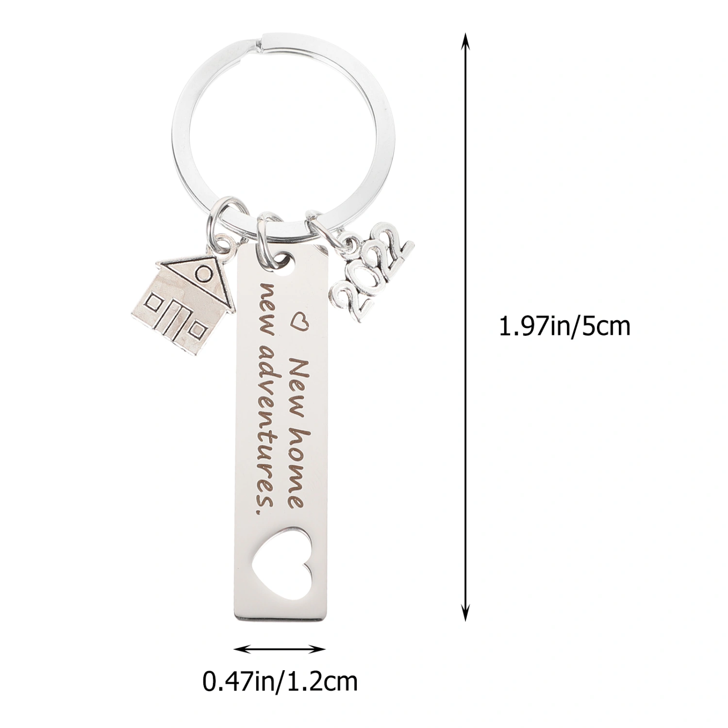 2pcs Key Chain Gifts Stainless Steel Key Rings Mobile Phone Bag Backpack Decors