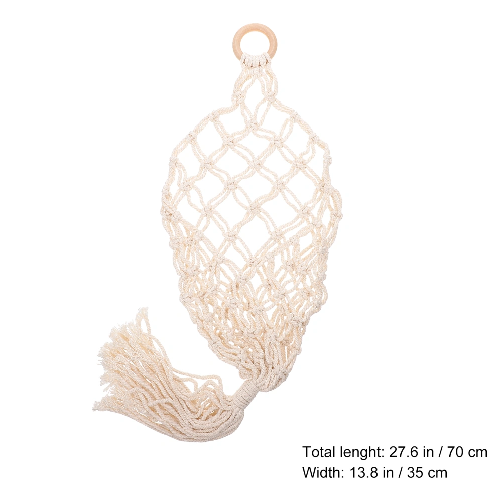 1Pc Hanging Basket Fruit Vegetable Basket Decorative Cotton Rope Woven Basket