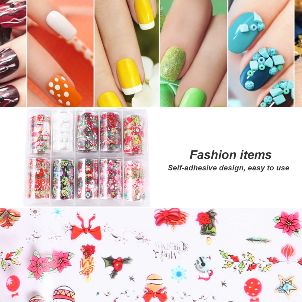 10pcs Christmas Theme Nail Art Decoration Stickers Accessories Transfer Sticker