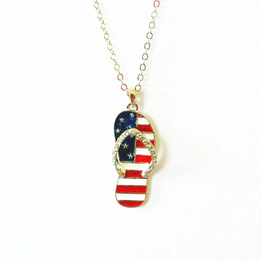 American Flag Slipper Necklace Creative Women Neck Pendant Fashion Hanging Decor