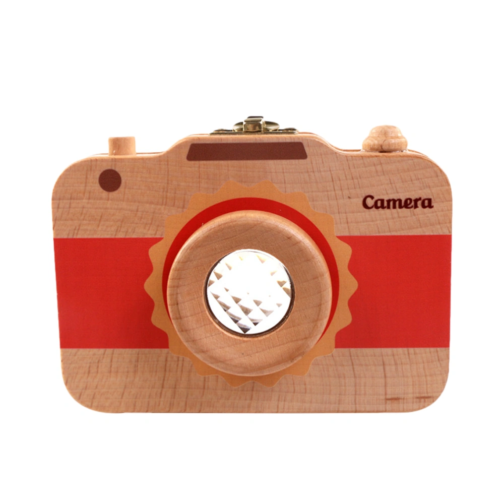 1PC Camera Baby Tooth Box Wooden Camera Shaped Baby Tooth Storage Box Portable Baby Teeth Storage Case Foetal Hair Collection Box for Home Use (Red Style)