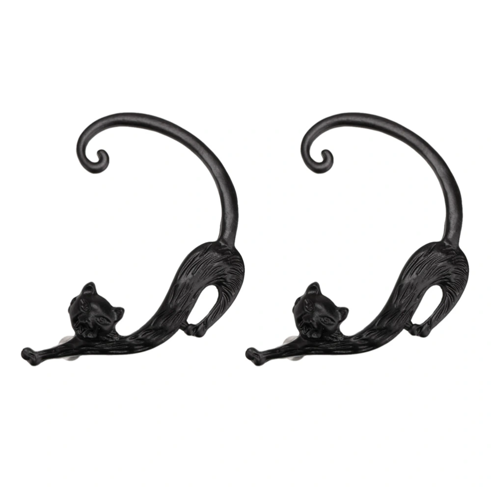 1 Pair Black Retro Earring Punk Cat Design Ear Climber Creative Ear Hook Ear Crawler Jewelry Decor Accessory for Woman Girl