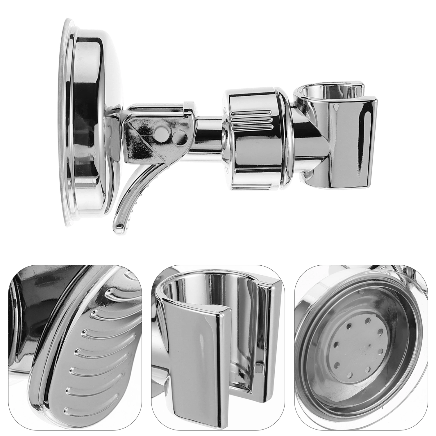 1Pc Silver Shower Head Holder Suction Handheld Shower Head Holder Bracket
