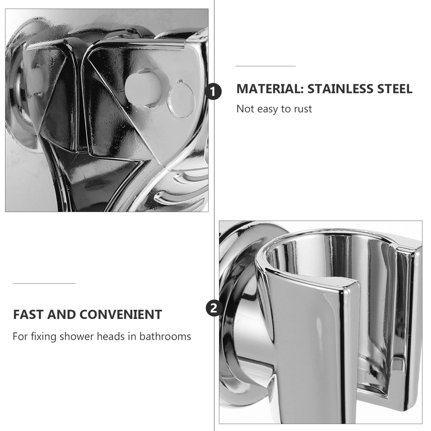1Pc Silver Shower Head Holder Suction Handheld Shower Head Holder Bracket