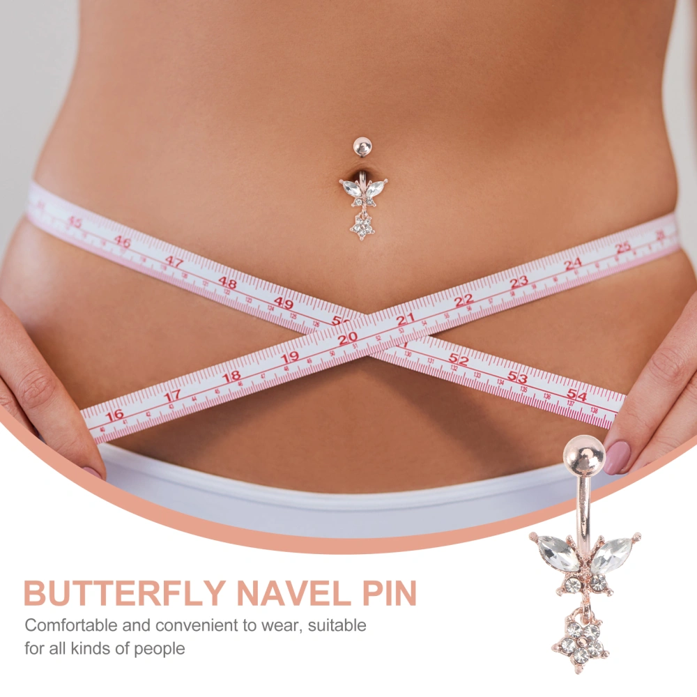 1Pc Decorative Belly Ring Stainless Belly Button Butterflies Shape Piercing Ring