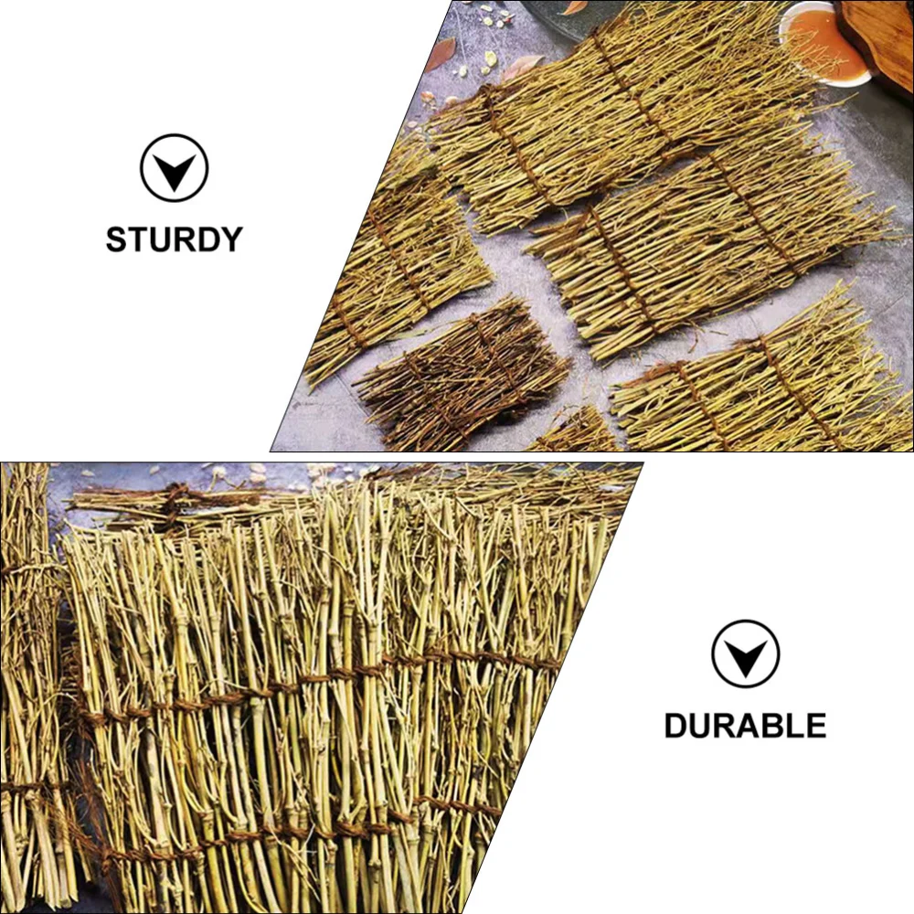 3Pcs Natural White Bamboo Fence Mats Korean Cuisine Plates Exquisite Decorations