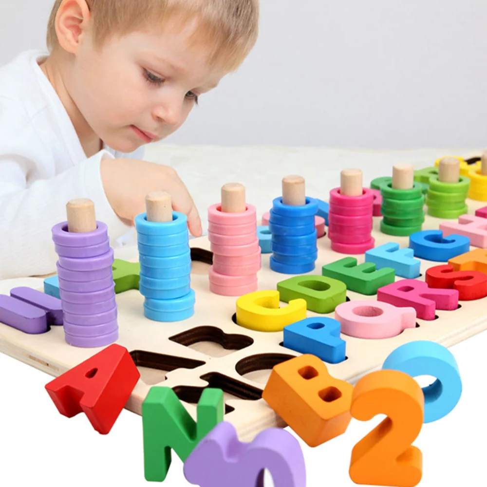 1 Set Wooden Puzzle Toys Jigsaw Number Math Toys 26 Letters English Alphabet Recognition Educational Toys