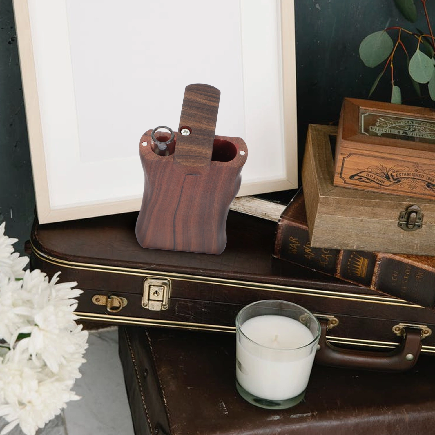 1pc Cigarette Case Wooden Tobacco Storage Box Decorative Cigarette Case
