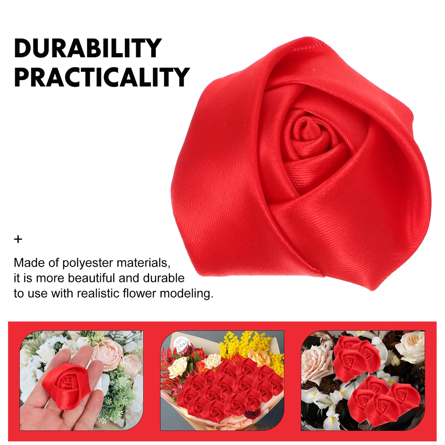 20Pcs Decorative Mini Roses Multi-function Ribbon Flowers Handcrafted Fake Roses