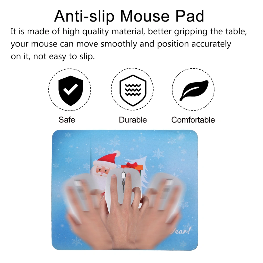 3pcs Christmas Santa Claus Pattern Mouse Pad Non-Slip Rubber Mouse Mat