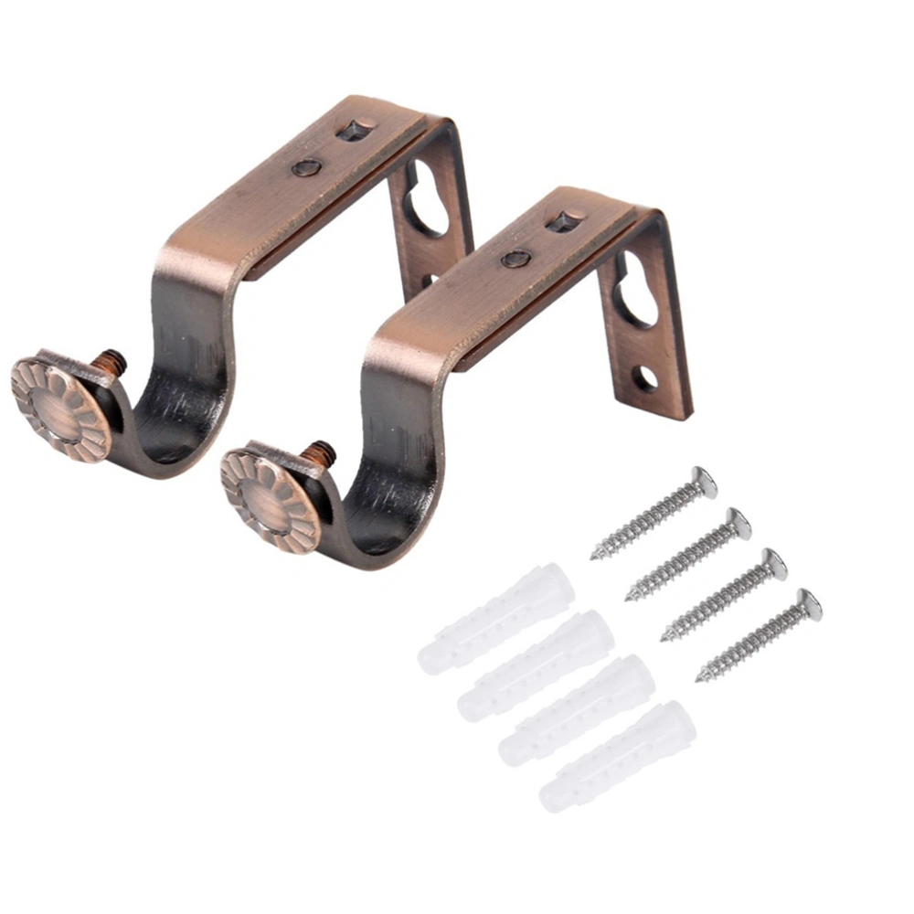 4pcs 18-22mm Adjustable Curtain Rod Bracket Wall-mounted Curtain Pole Drapery Bracket with Screws (Red bronze)