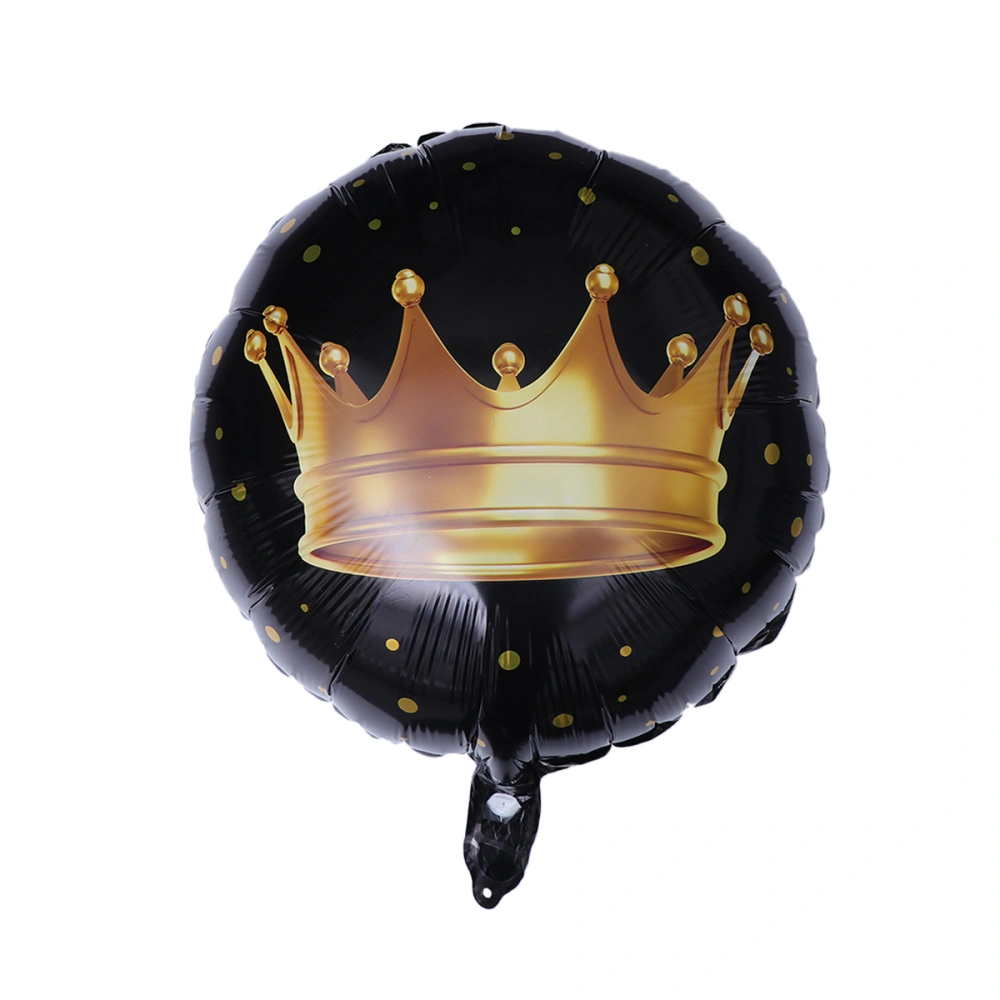 10pcs 18inch Black Crown Pattern Foil Balloons Round Party Decor Mylar Balloon for Wedding Birthday Festival