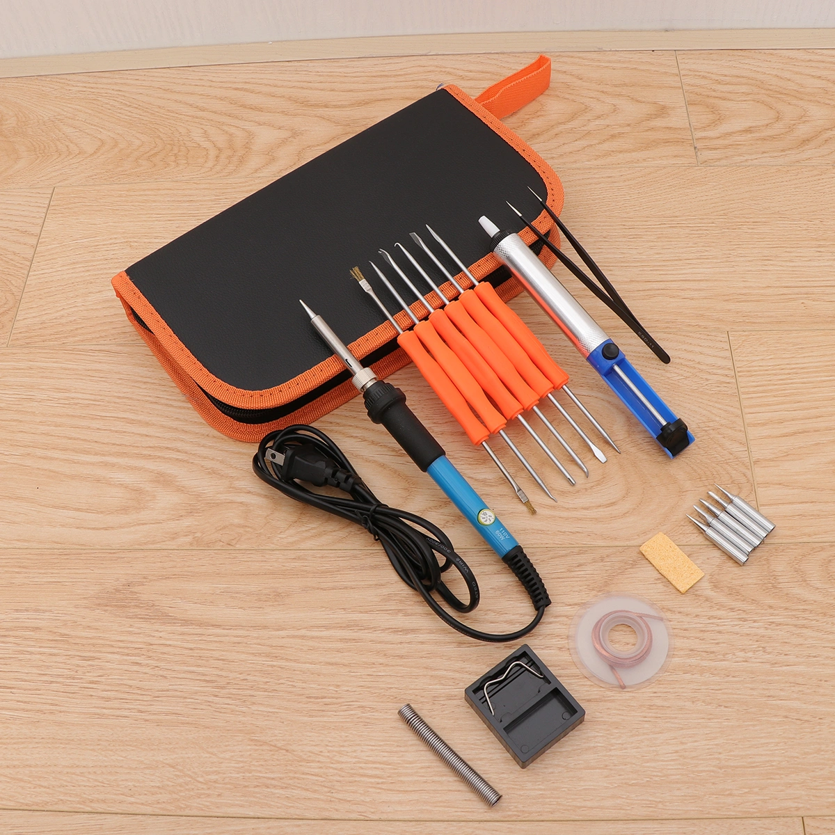 Electric Soldering Iron Kit Tweezers Tin Wire Desoldering Pump Welding Repair Tools with US Plug