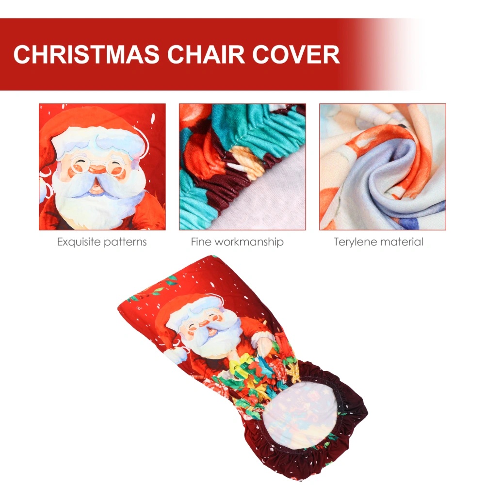 1pc Christmas Santa Claus Pattern Chair Cover Elastic Seat Protective Cover