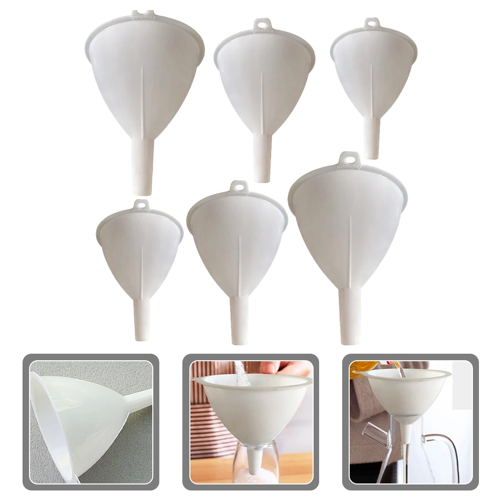 6pcs Plastic Funnels Liquid Transferring Funnels Home Oil Vinegar Funnels Funnel Nesting Set
