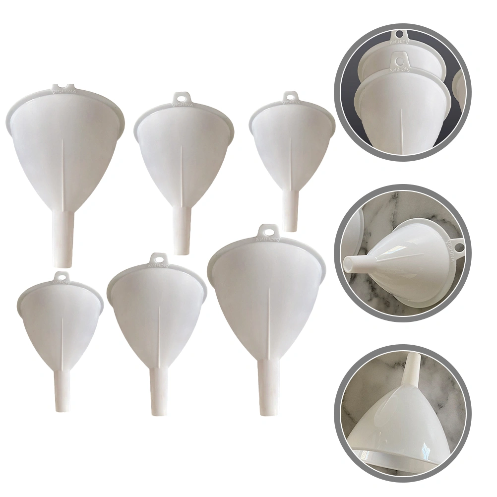 6pcs Plastic Funnels Liquid Transferring Funnels Home Oil Vinegar Funnels Funnel Nesting Set