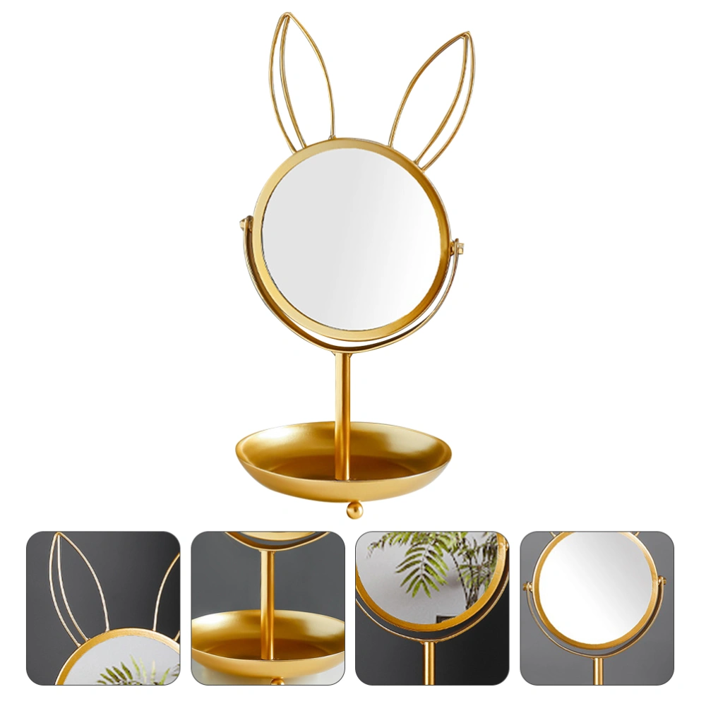 Rabbit Design Vanity Mirror with Storage Shelf Cosmetic Mirror (Single Tier)