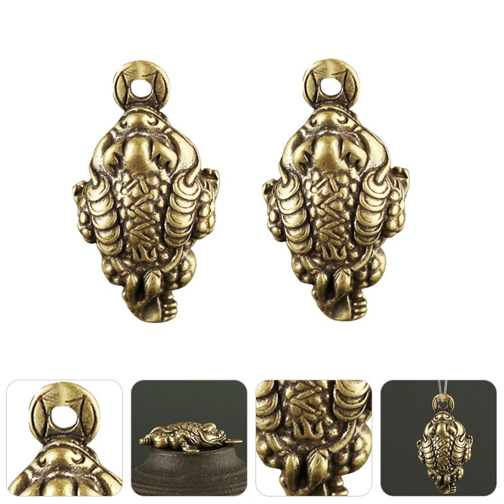 2pcs Toad Hanging Decor Brass Pendant Toad Hanging Key Chain Decor Random Color