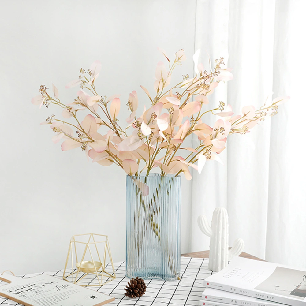 1pc Imitation Eucalyptus Leaf Wedding Hall Decoration Desktop Decoration Photography Props(Light Pink)