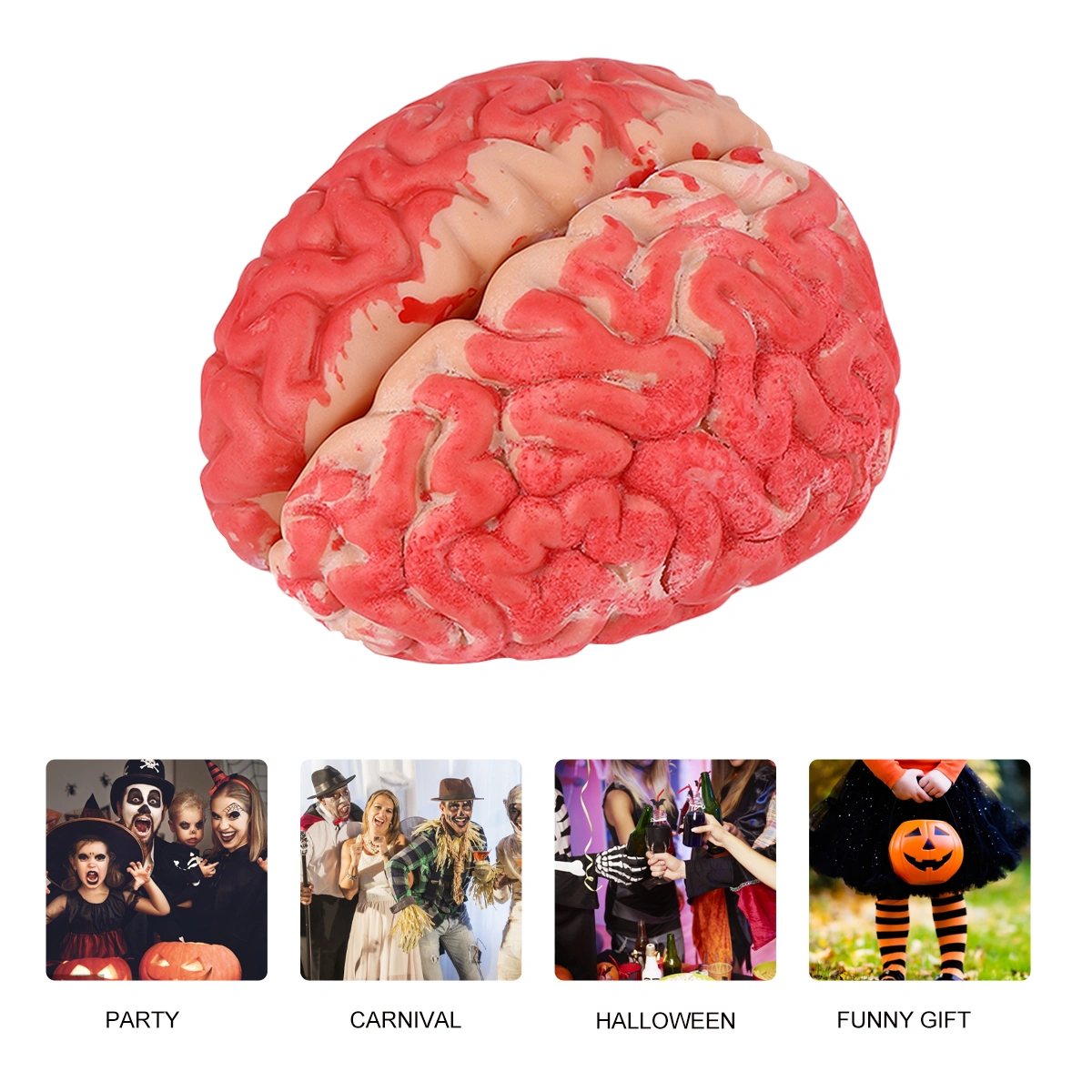 1Pc Halloween Prop Bloody Scary Fake Organ Human Brain Body Parts for Halloween Party Accessories(Dark Red)