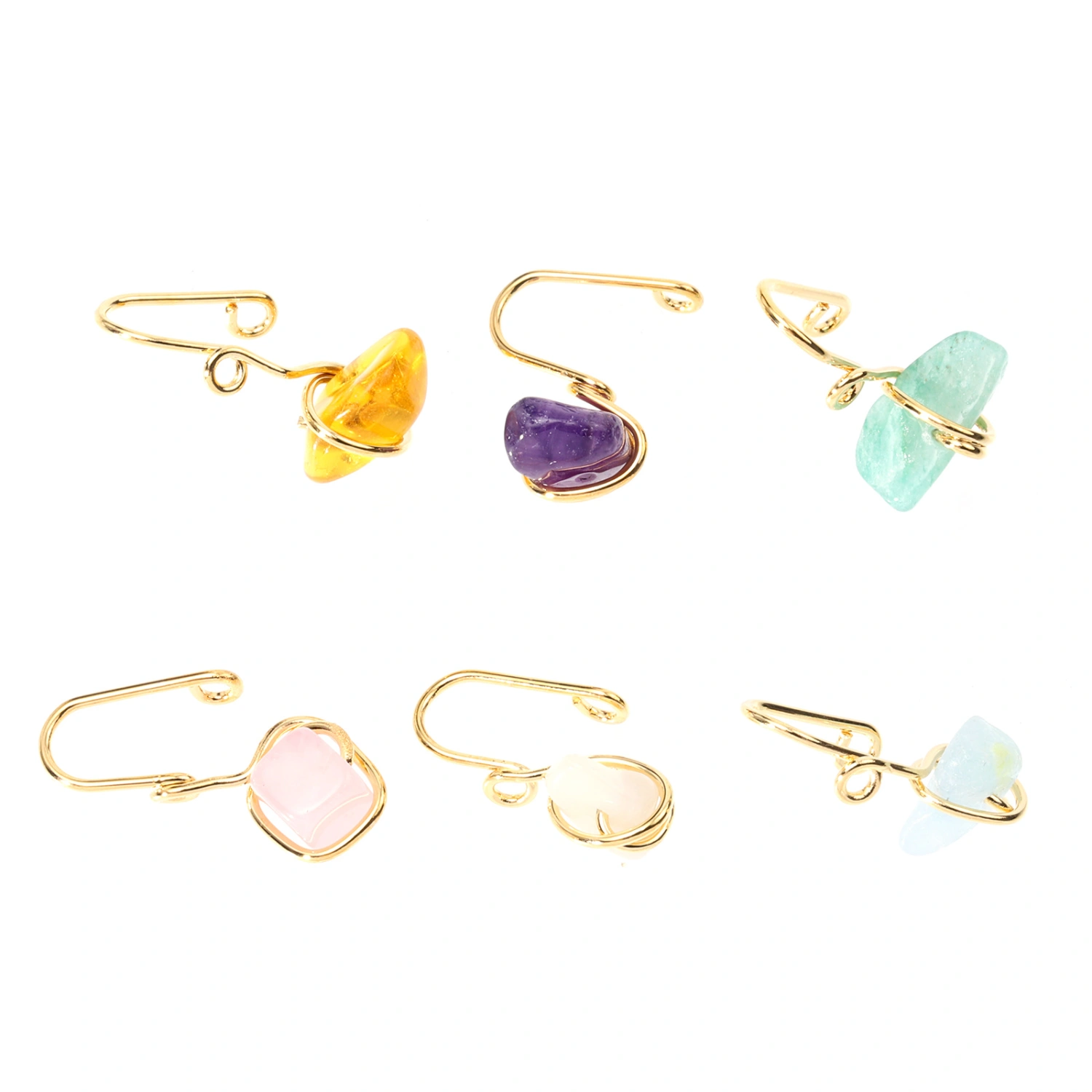 6pcs Fake Nose Rings African Nose Cuffs Clips on Nose Rings for Women Men