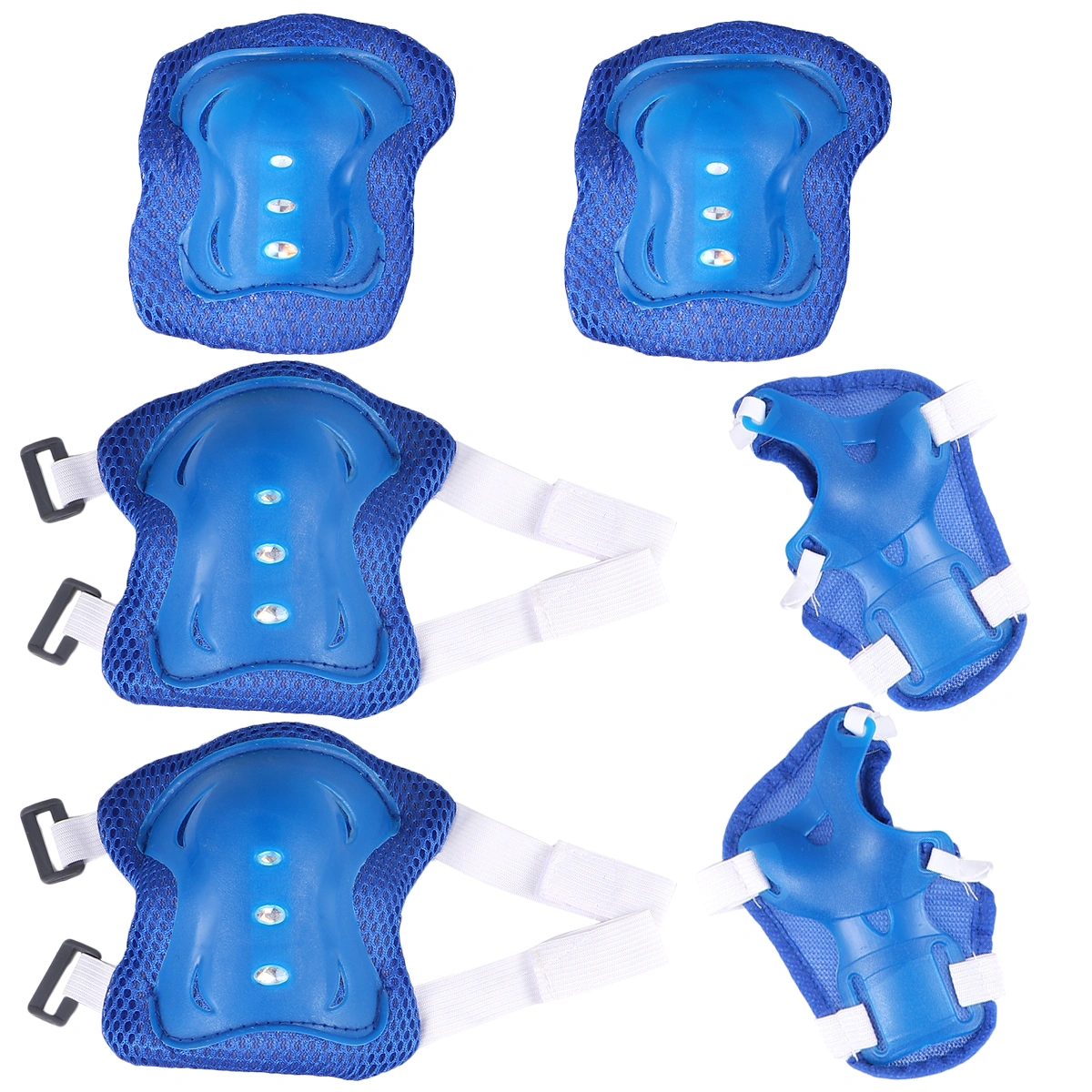 1 Set/6pcs Kids Sports Protective Gear Knee Protector Elbow Pads Wrist Guards for Roller Skating (Blue)