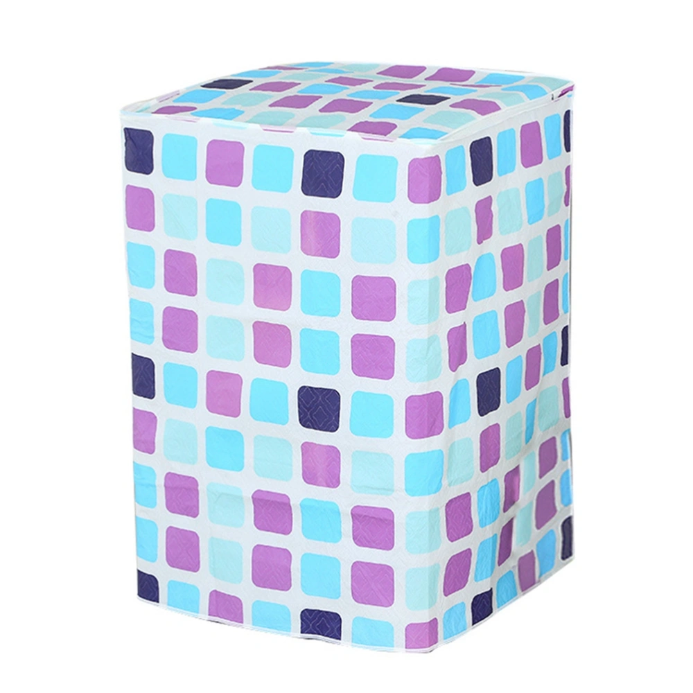 Waterproof Washing Machine Cover Grids Pattern Dust Proof Covers(Blue and Purple Grids)