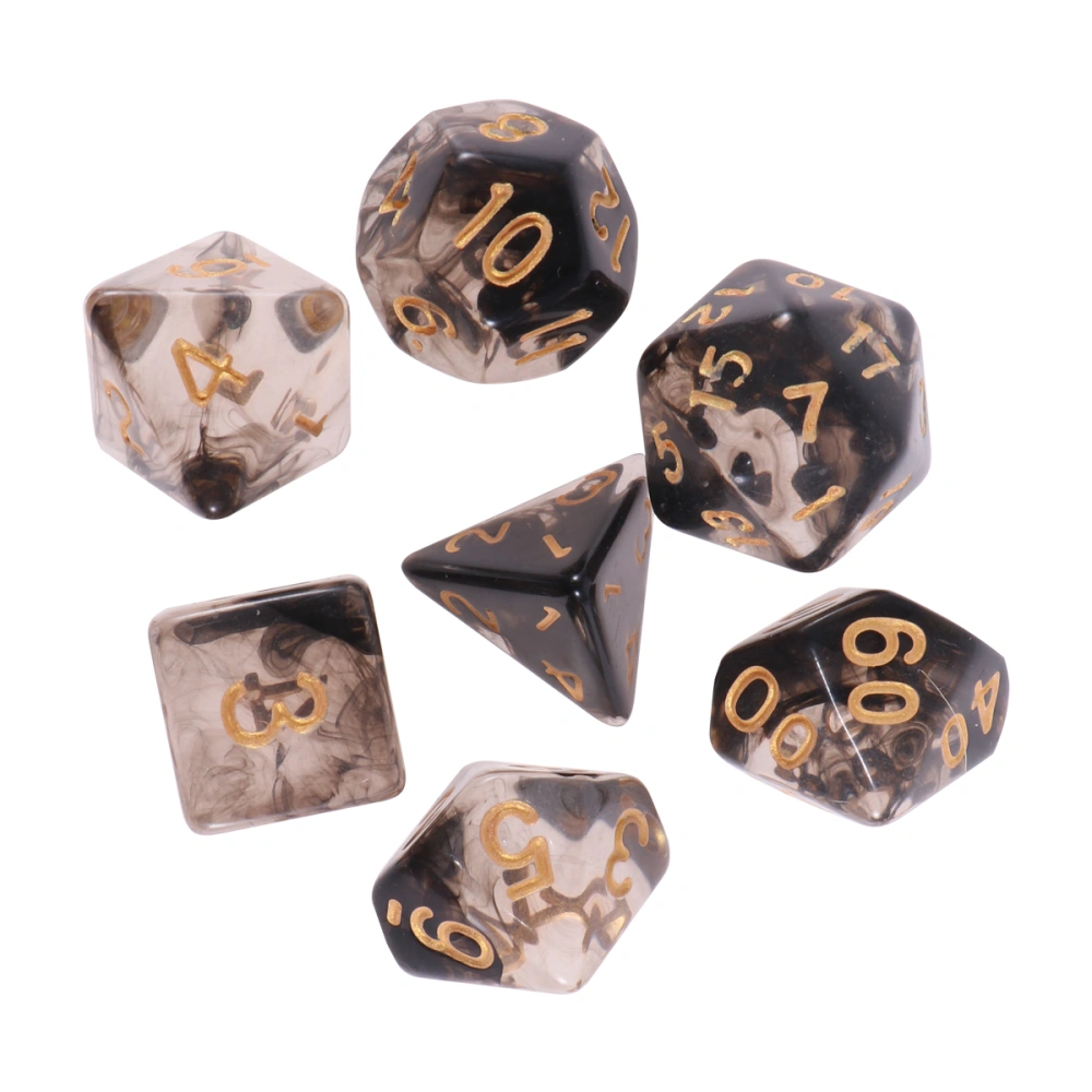 7PCS Clear Acrylic Polyhedral Number Dice Leisure and Entertainment Prop Game Dice (Black Number)