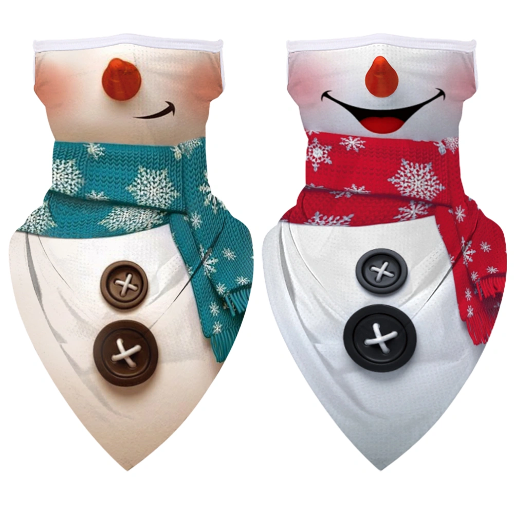 2pcs Christmas Printed Outdoor Head Cover Ear Hanging Sunscreen Mask (Adults)