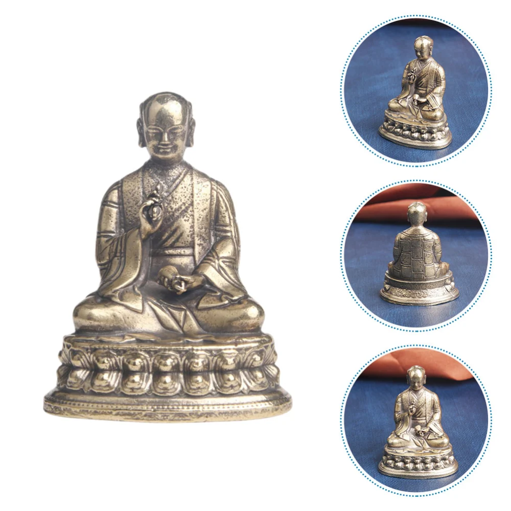 Vintage Buddha Statue Home Desktop Buddha Sculpture Unique Brass Craft