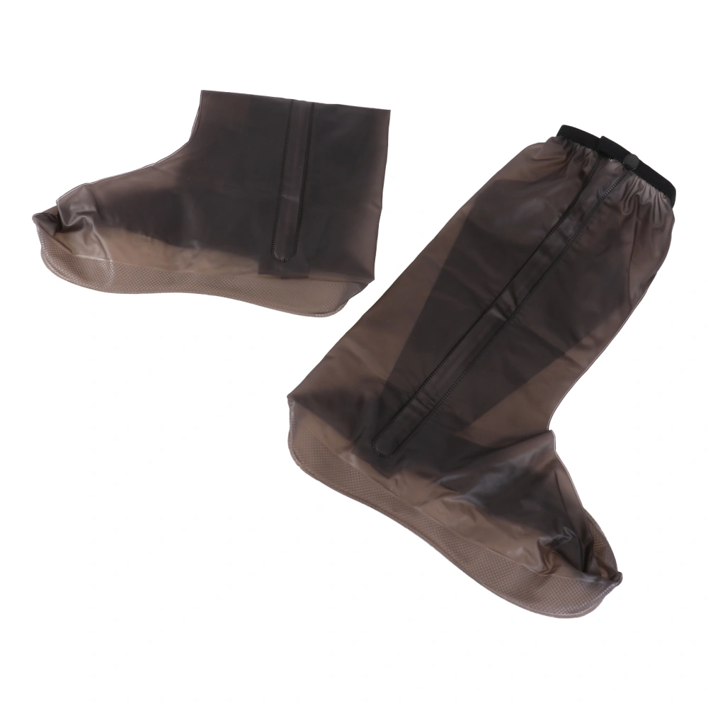 1 Pair PVC Rainproof Shoe Covers Thicken Wear-resistant Rain High Tube Shoes Cover Non-slip Shoe Protector for Cycling - Size S(Coffee)