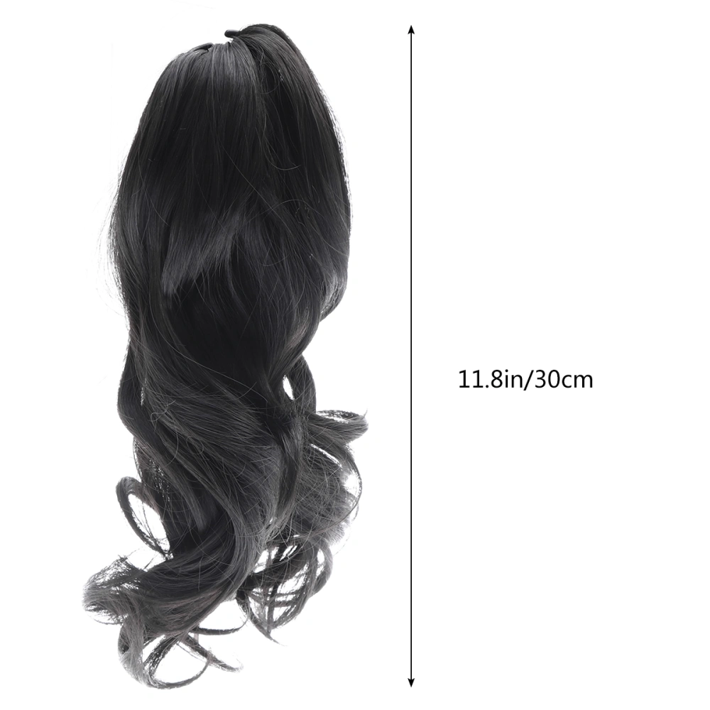 1pc Fluffy Long Curls Claw Clip Ponytail Extensions Synthetic Ponytail Hairpiece for Women Lady (1B)