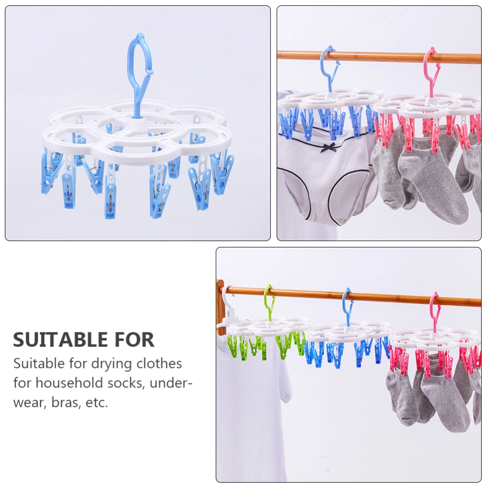 1 Pc Windproof Drip Hanger Household Clothes Hanger Underwear Rack (Blue)