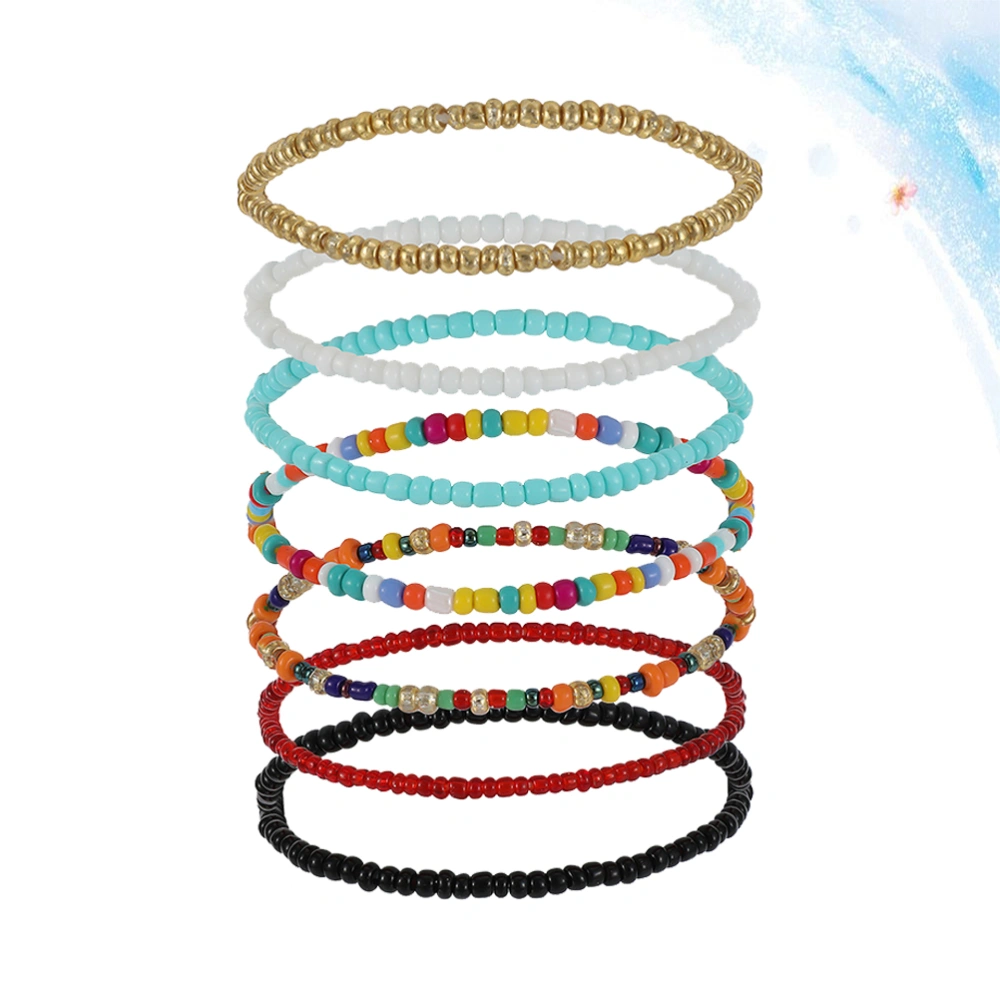 7Pcs Wrist Chains Single Layer Bracelets Hand Pendants Simple Wrist Decorations (Random Style)