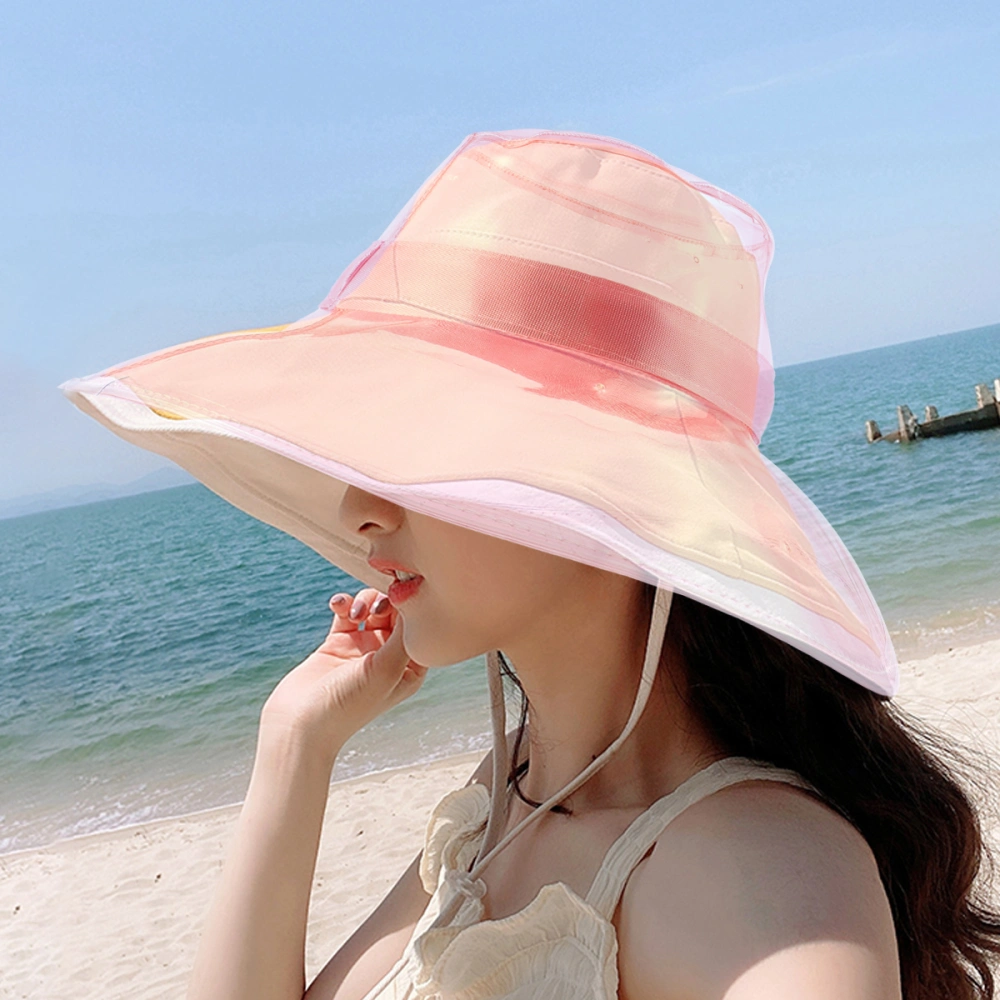 PVC Fisherman Fashion Sun Hat Practical Sun Protection Simple Style Casual Hat for Outside (Fluorescent Pink)