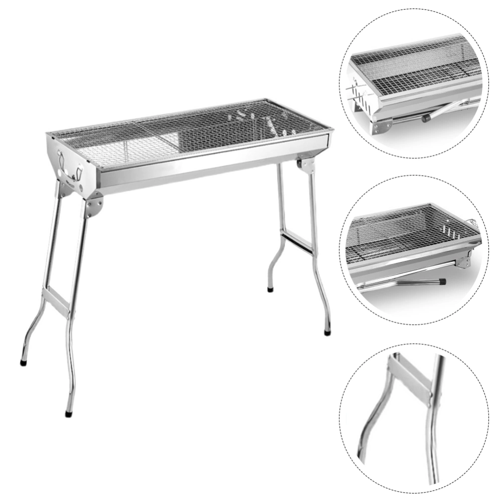 1pc Stainless Steel Charcoal Grill Folding Outdoor Portable Barbecue Rack