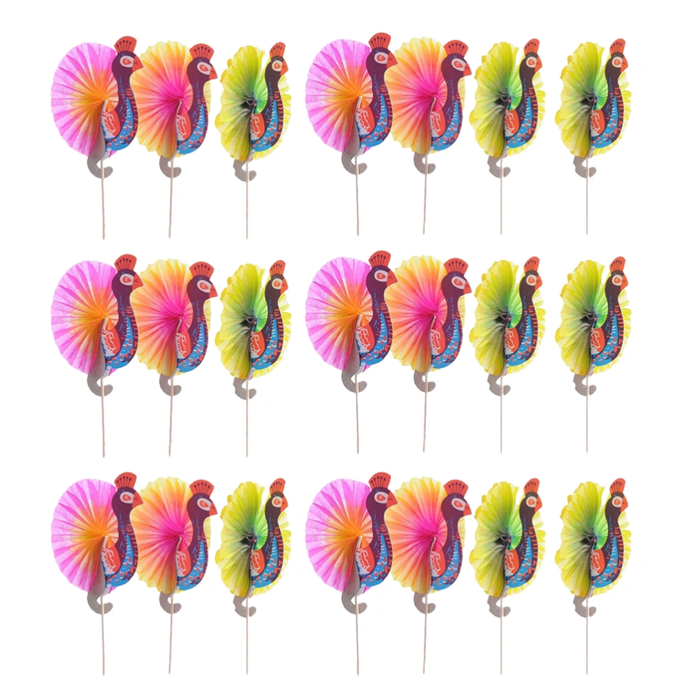 100pcs Cocktail Drink Umbrellas Paper Peafowl Umbrella Picks Hawaiian Cupcake Topper