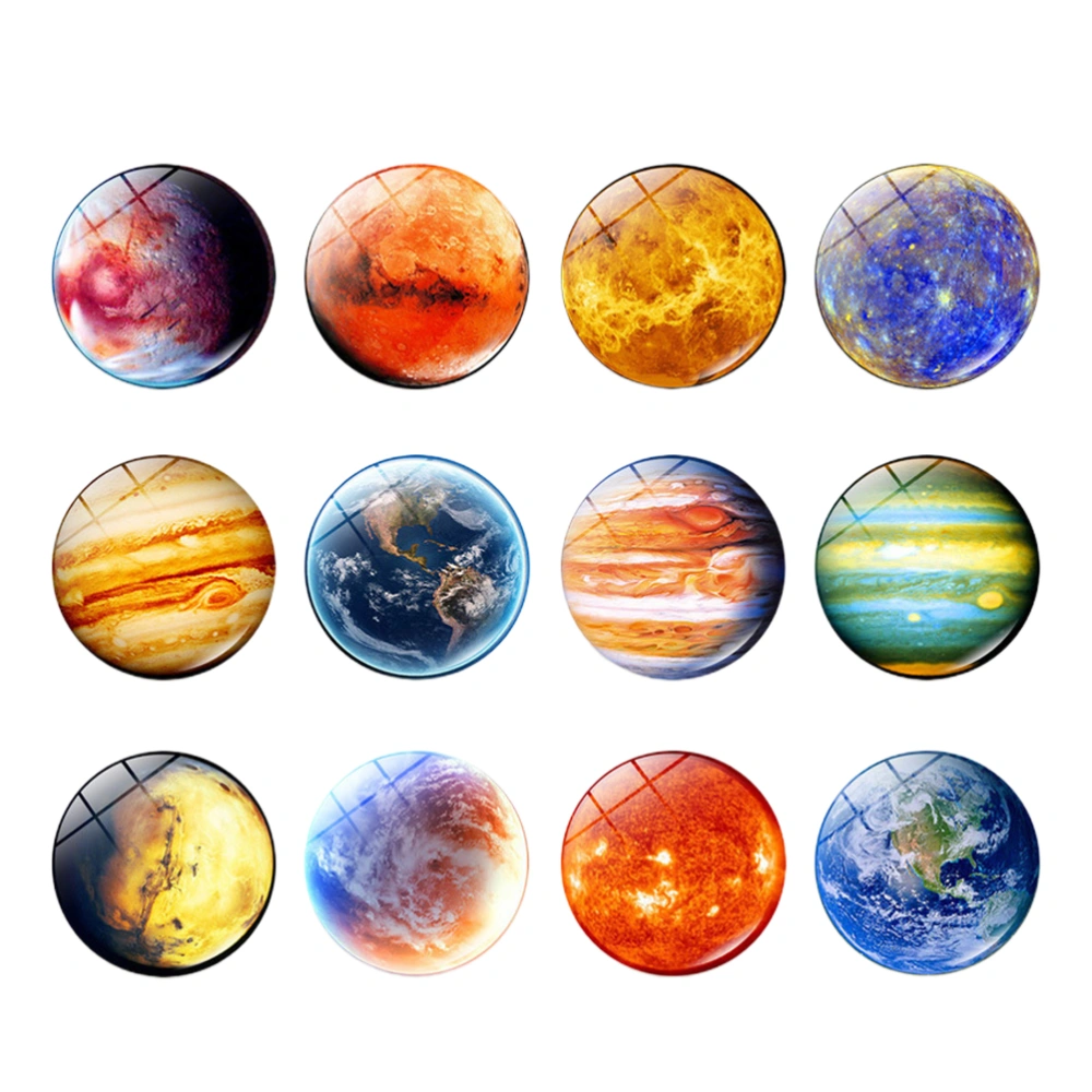 24Pcs Planet Series Pattern Crystal Glass Fridge Magnet Fridge DIY Stickers Home Party Decoration (Random Pattern)