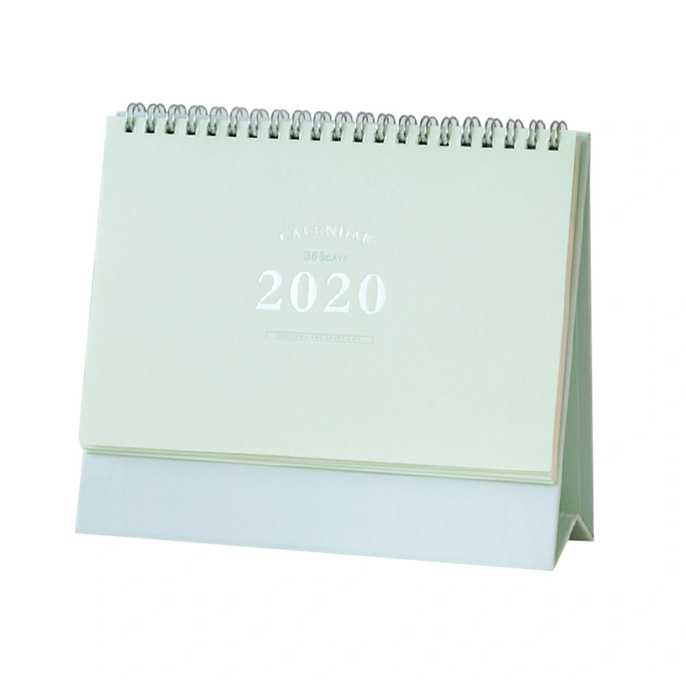 1pc Desktop 2020 Calendar Table Paper Coil Calendar Yearly Agenda Organizer Size S (Light Green)