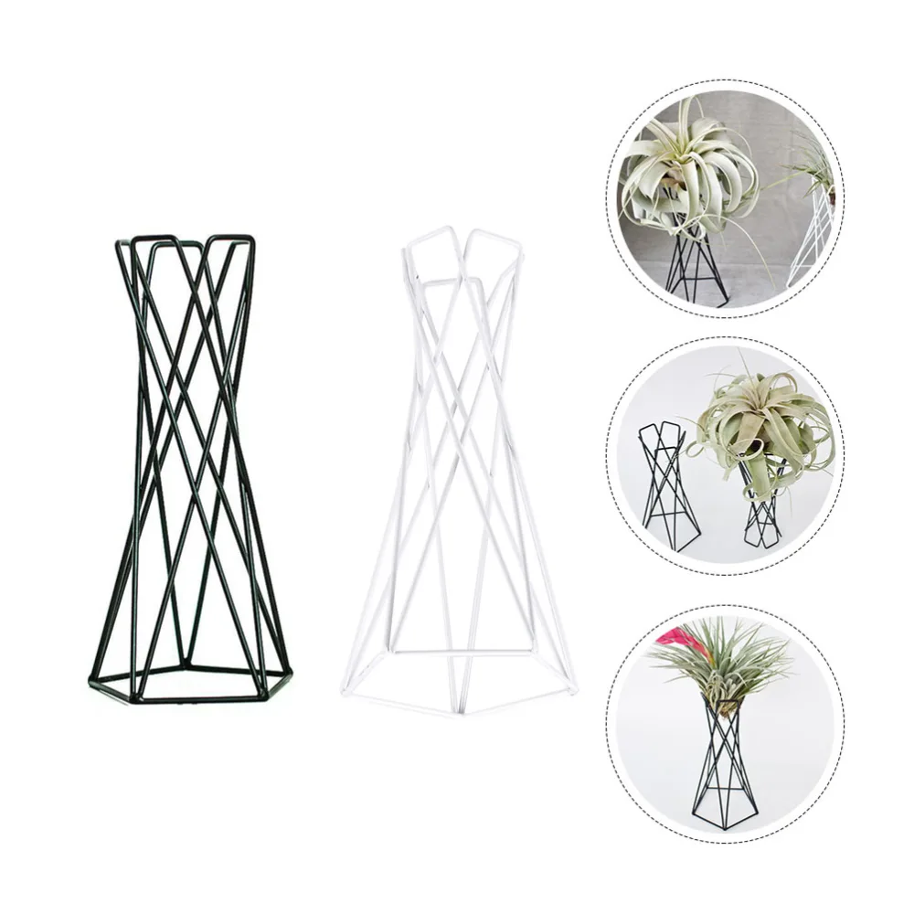 2Pcs Air Plant Holder Home Iron Art Plant Stand Creative Plant Display Rack