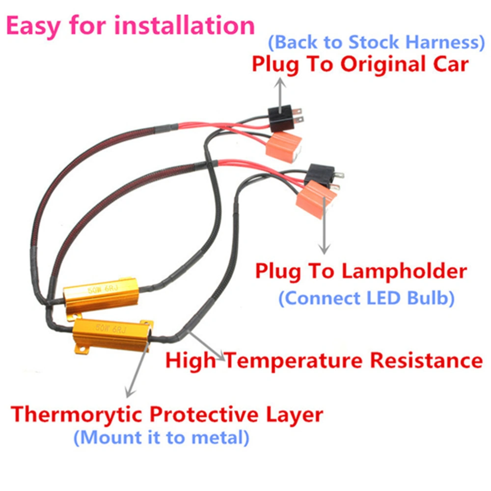 2 Pcs H7 LED Resistors Decoder Adaptor Car LED Decoder Light Warning Error Canceller Hyper Flash Adapter