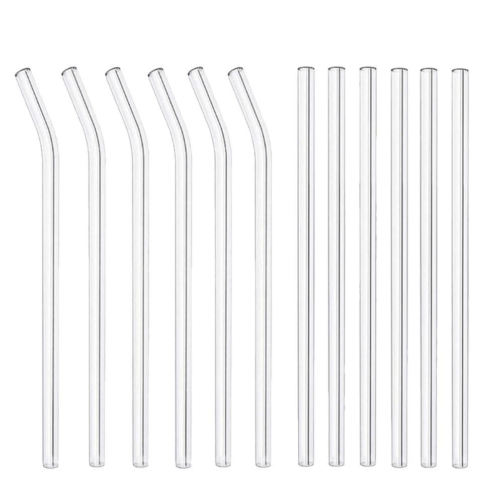 12pcs Clear Glass Straws Reusable Glass Straw Milkshakes Glass Straw for Home