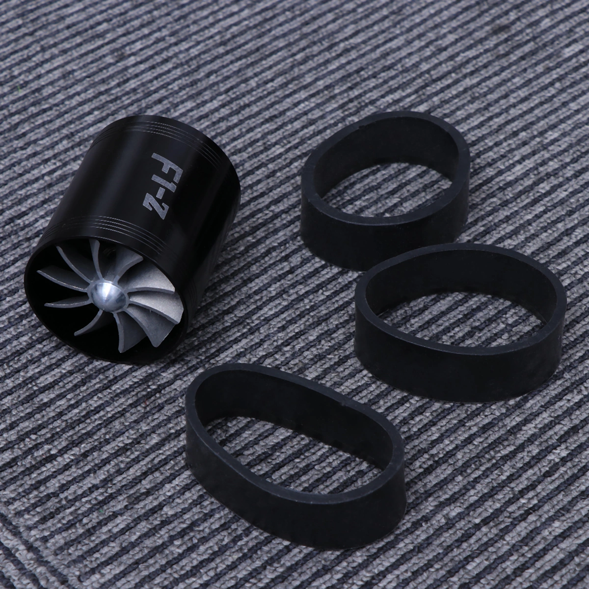 Double Turbine Charger Cold Air Intake Gas Fuel Fan Saver (Black)