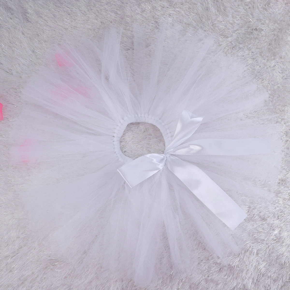 Baby Girls Skirt Newborn Tutu Skirt Headband Baby Photography Prop (White)