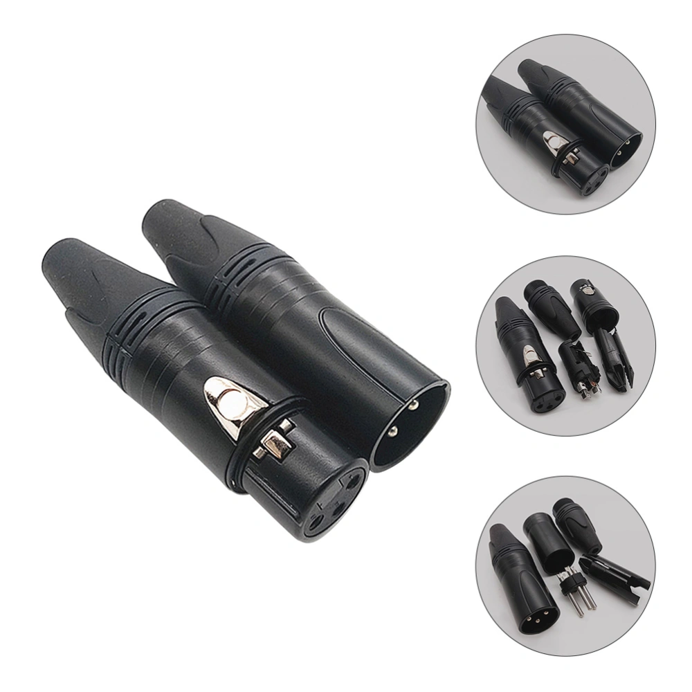 2PCS XLR Connector Microphone Wire Plug Replacement 3-pin Male Female Audio Plug