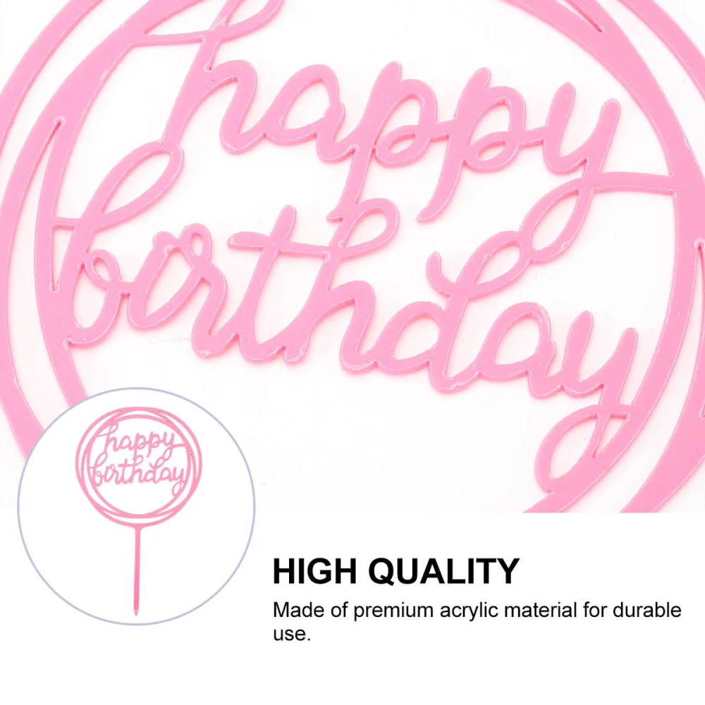 Happy Birthday Acrylic Cake Topper Multi-circle Cake Topper Cake Decoration Birthday Party Supplies (Pink)